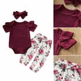 thumbnail image 5 of Baby Clothes Newborn Girls Tops Bodysuit Floral Pants Outfits Clothes Set 3PCS, 5 of 6