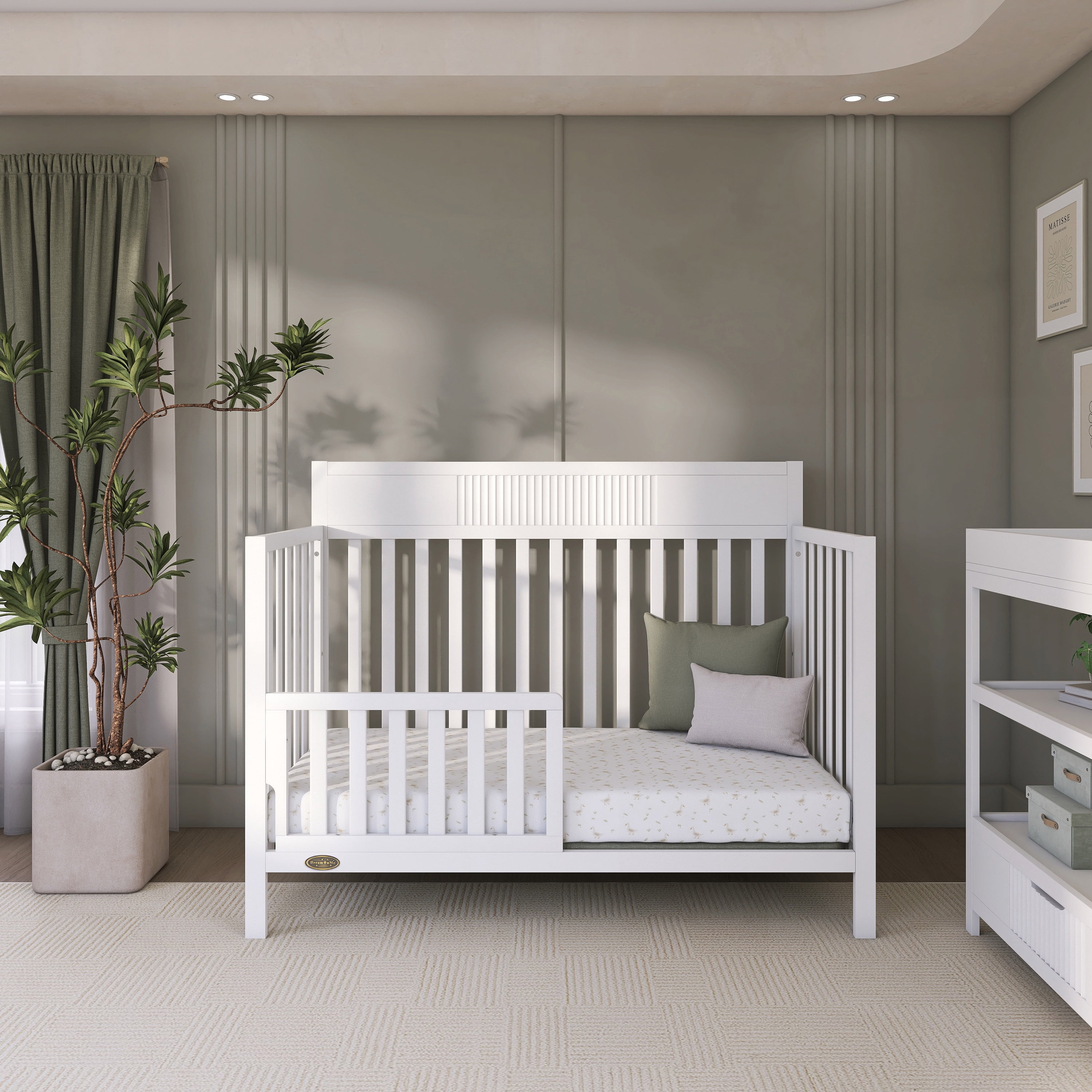 Nursery Bundle, Dream On Me Ivy 5 in 1 Convertible in White and Crib & Toddler Mattress Bundle