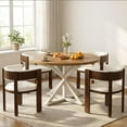 thumbnail image 2 of 47" Round Dining Table for 4 to 6 People, Modern Farmhouse Kitchen Table with Thickened Waterproof Top, Sturdy X-Base Pedestal Table for Small Spaces, Dining Room, Oak, 2 of 13