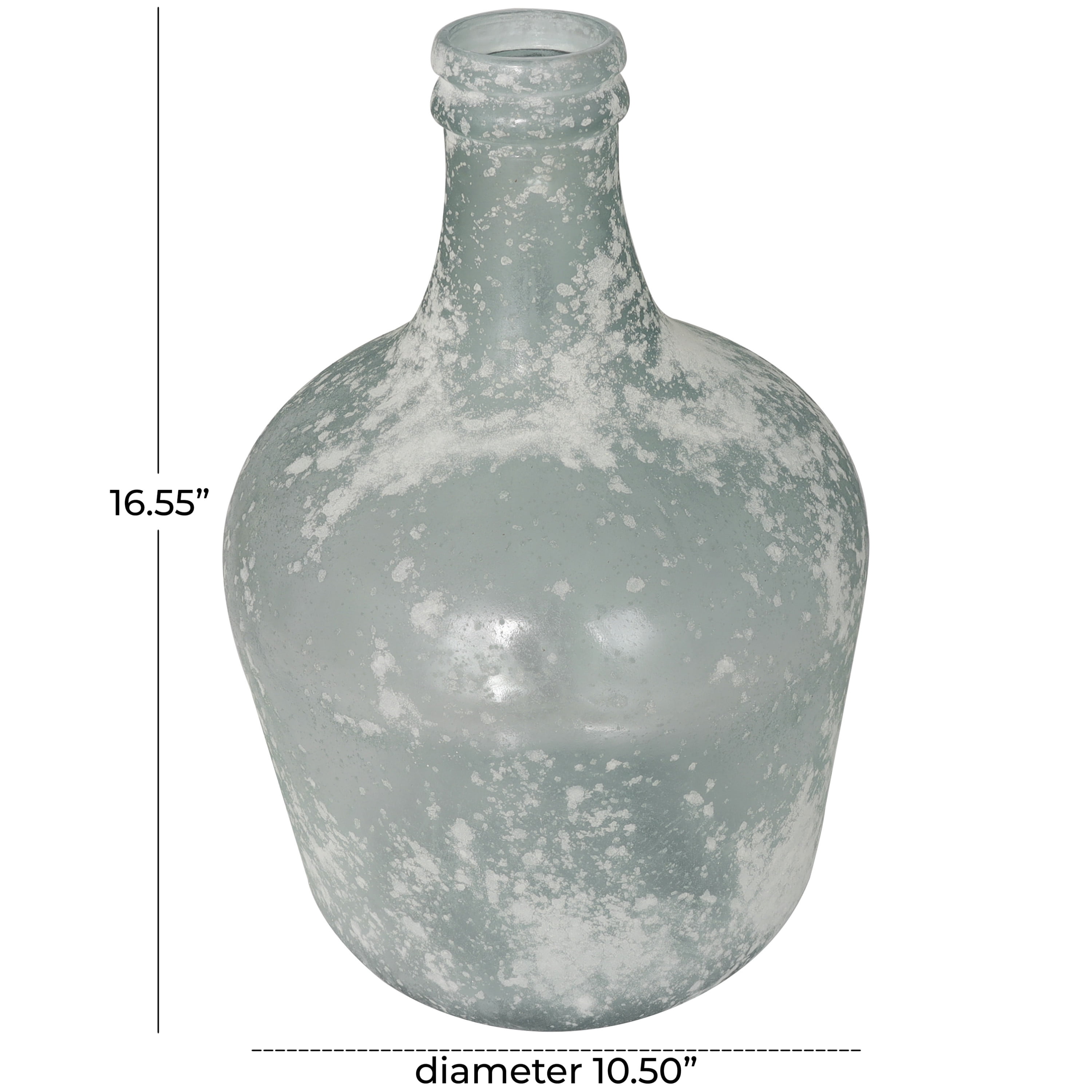 DecMode 17" Handmade Frosted Spanish Bottle Recycled Glass Vase