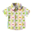 thumbnail image 4 of Boys St.Patrick's Day Shirt Clover Printed Short Sleeve Button Up Shirts Hawaiian Beach Casual Dress Shirts Size 2-10 Years, 4 of 6