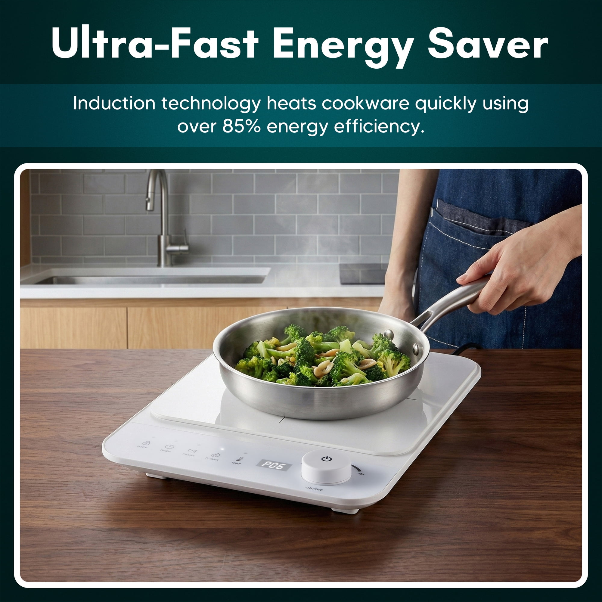 Elite Cuisine EINDL2052 Slimstore White Induction Cooktop