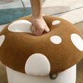 thumbnail image 6 of Guyou Cute Kids Storage Stool, Mushroom Shaped Upholstered Kids Reading Chair with Storage, Faux Fur Toddler Chair, Children's Shoe Changing Stool for Playroom Kindergarten Bedroom, Brown, 6 of 9