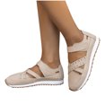 thumbnail image 4 of Womens Casual Sandals Women's Fashion Casual Spring And Summer Comfortable Solid Color Baotou Hollow Breathable Thick-Soled Sandals Beige, 4 of 9