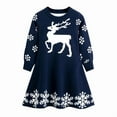 thumbnail image 3 of Posijego Girls Christmas Sweater Dress Cartoon Printed Long Sleeve Crew Neck Knit Casual Cute Dresses, 3 of 5