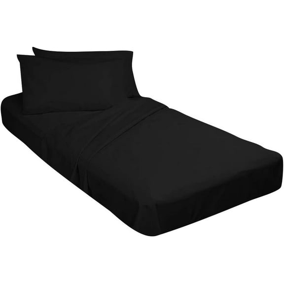 Yarns of Cotton Bed Cot Fitted Sheet - 25" x 75" Black Solid - 1 Qty Cot Fitted Sheet Only - Cot Size Mattress 4"-8" Deep - Perfect for Narrow Twin/Cot Size/Rv Bunk/Guest Bed/Camping Cot