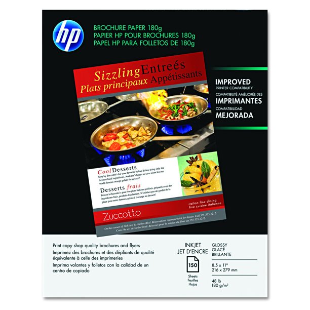 HP Brochure Paper, Glossy (150 Sheets, 8.5 x 11 Inches, 180 g) 92