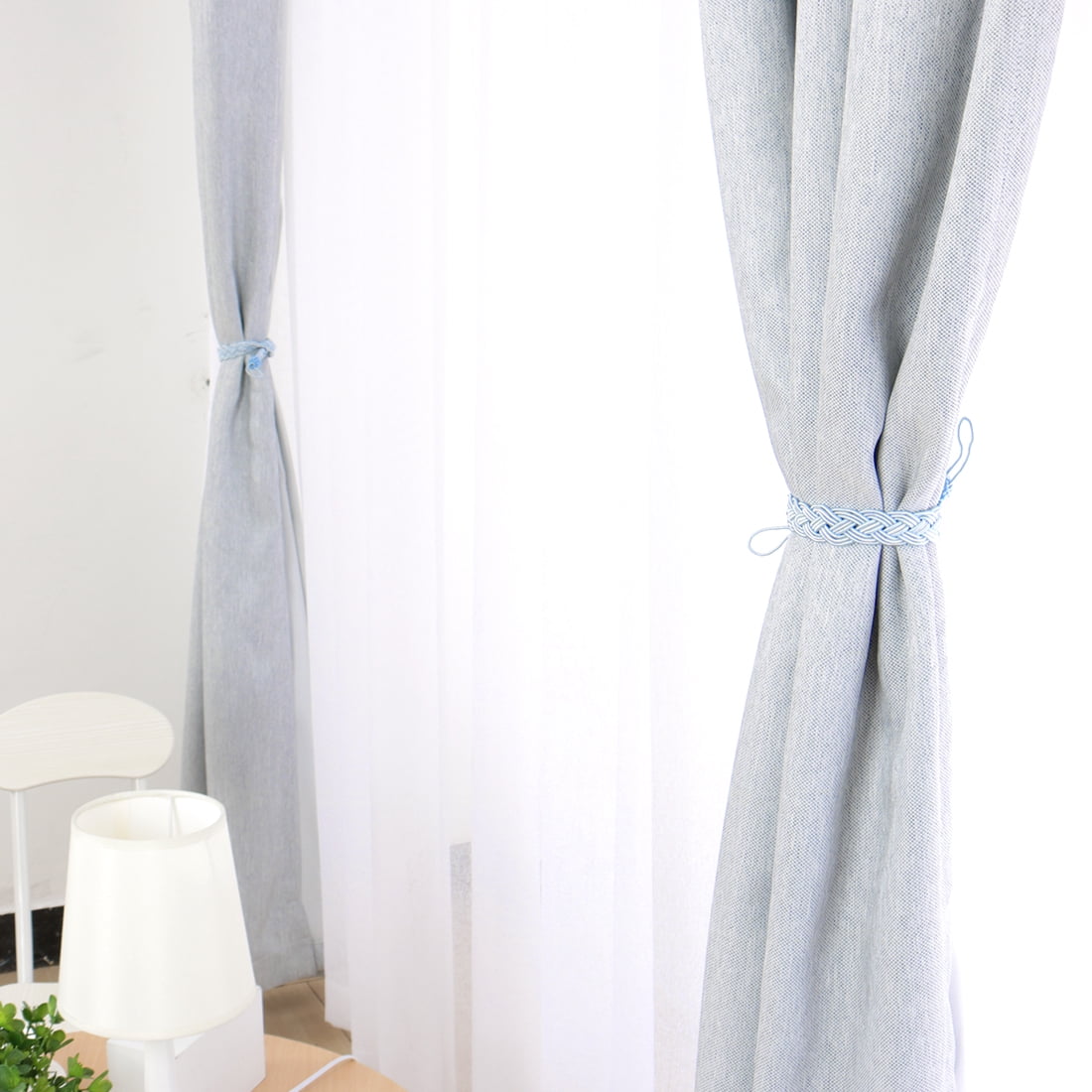 Unique Bargains 4Pcs Curtain Tiebacks 23 Inch Holdbacks Window Tassels Clips Rope