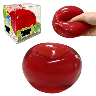 Red Apple Squishy with Transparent Box, Glitter Dumpling Stress Squishy Balls Slow Rising Bun Fidget Portable Red Apple Shape Stress Ball - Soft Squeeze Comfort,Squishing Butter Stick,Cheese Squishy