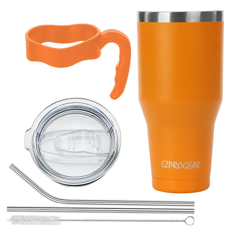 Orange NEW 40 oz TUMBLER Stainless Steel Cup Handle Straw