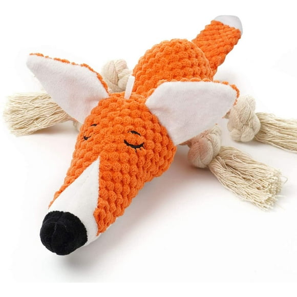 Plush Dog Toy,Interactive Stuffed Fox Dog Toys for Boredom,Cute Squeaky Dog Chew Toys for Puppy,Small,Medium,Large Breed