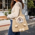 thumbnail image 5 of BingTong Cute Bear‑Shaped Pet Tote Carrier Bag,Canvas Shoulder Handbag with Head‑Out Peeking Hole,Portable Travel Purse for Small Cats Puppies,for Walking,Shopping,Outdoor Daily,Bear B, 5 of 6
