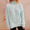 thumbnail image 2 of Loose Pullover Sweaters for Women Trendy Love Heart Pattern Warm Casual Mock Neck Knit Long Sleeve Winter Fall Tops (Small, Blue), 2 of 6