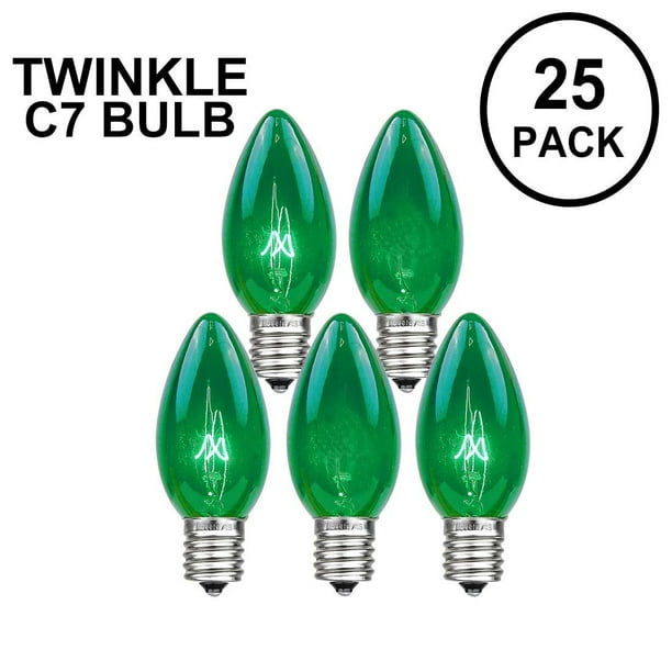 25 Pack C7 LED Plastic Ceramic Outdoor Christmas Replacement Bulbs