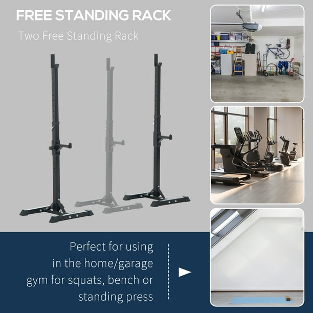 Soozier Adjustable Stable Power Squat Stand Portable 2 Bars Barbell Holder Weight Rack Black Grey Walmart