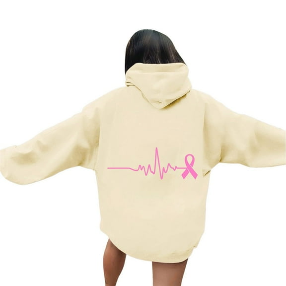 Bovemsi Sweatshirt for Women Breast Cancer Awareness Ribbon Hoodies Oversize Fleece Soft Long SLeeve Pullover Top Camo Hoodie
