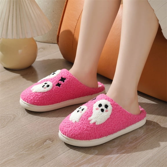 Halloween Winter Women's Slippers Flat Heel Round Toe Slip-on Flat Shoes Women's Fashion Casual Home Indoor Slippers