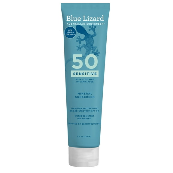 Blue Lizard Australian Sunscreen Sensitive SPF 50 Lotion, 5 oz Tube