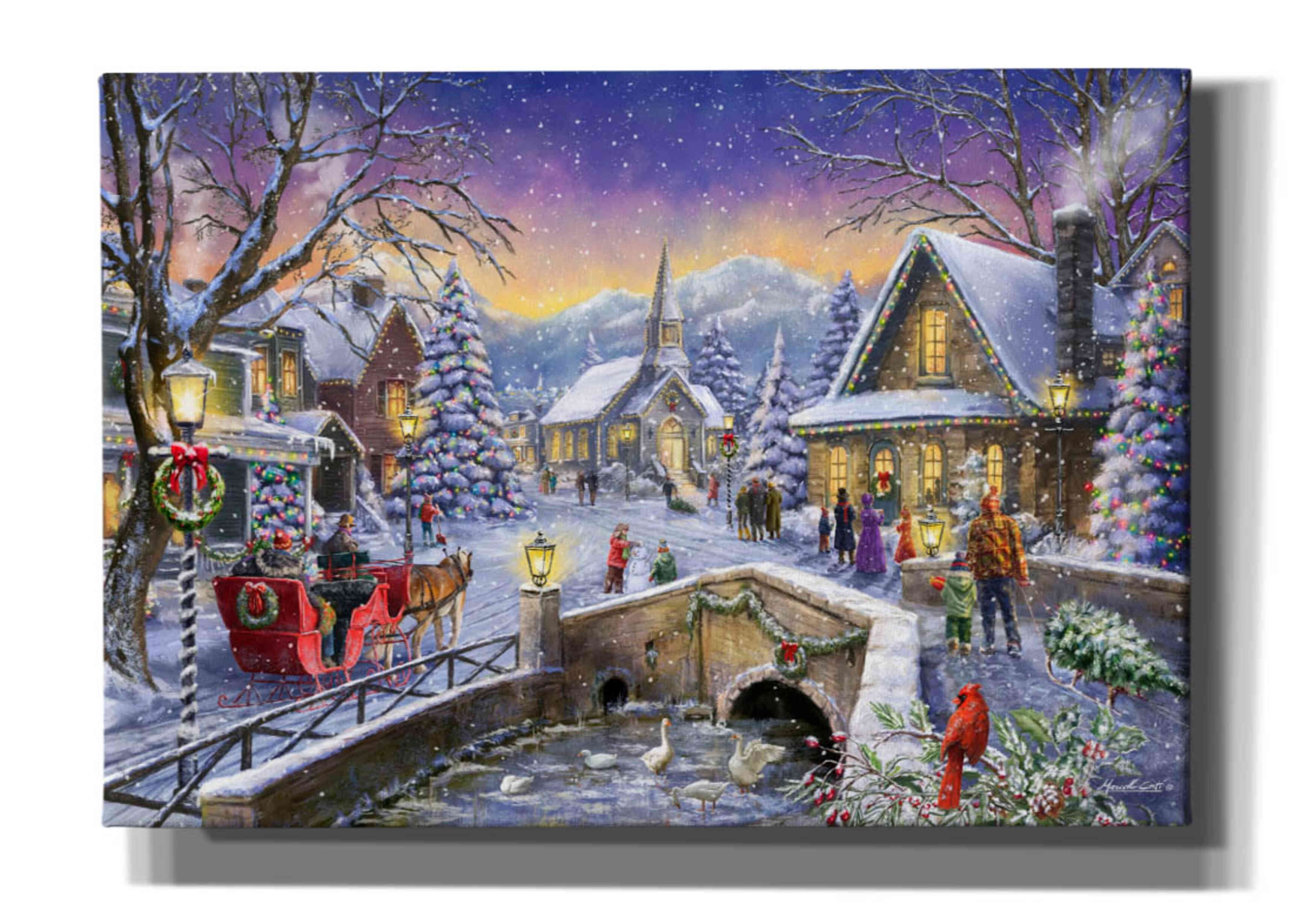 Playbox DIY Christmas Village - Painting & Decorating Activity Kit Including 2 Huts, 3 Trees, 5 Color Bottles, 1 Paint Brush & 3 Sponge Brushes (Set of 1)