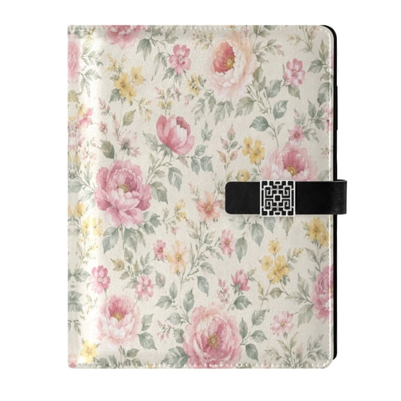 Leather Planner Leather Notebook Notebook Journal Binder Design Pen Pocket Design Convenient for Storage Pastel Flower Soft