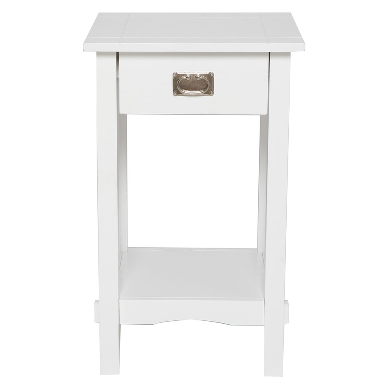 Legacy Decor Mission Style Telephone Night Stand and Drawer End Table, Antique White