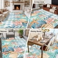 thumbnail image 5 of 5'x7' Area Rugs, Nautical Coastal Indoor Outdoor Area Rug for Living Room Bedroom, Summer Beach Shell Coral Seaweed Blue Plaid Washable Bathroom Rugs Kitchen Floor Carpet Mats Home Decor Aesthetic, 5 of 8