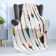 thumbnail image 4 of Fishing Theme Soft Flannel Fleece Throw Blanket, Colorful Fisherman Rods and Plastic Fish Baits on Plain Background Print, Cozy Plush for Indoor and Outdoor Use, 70" x 90", Multicolor, by Ambesonne, 4 of 5