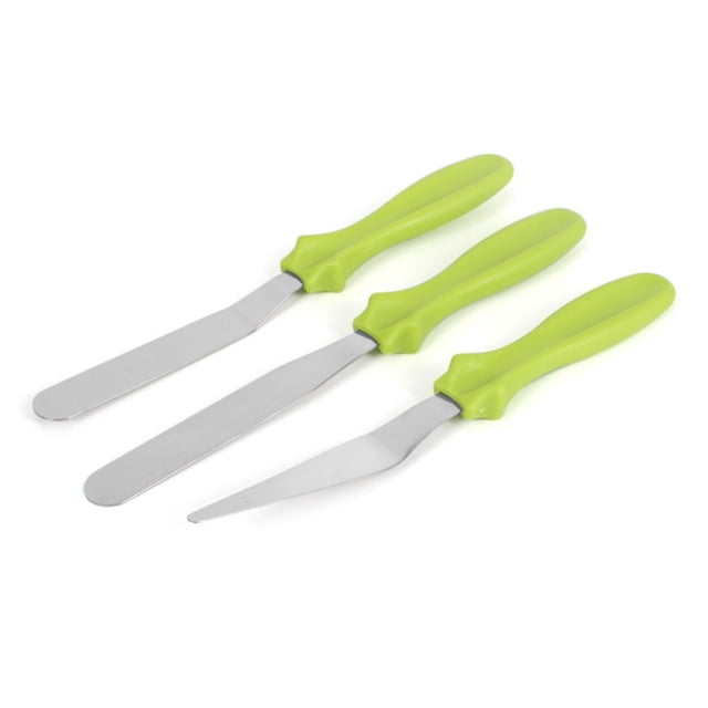 Baking Spatulas Set, Easy To Clean Cream Spatula Stainless Steel Plastic Food Grade For Dessert Black,Pink,Green