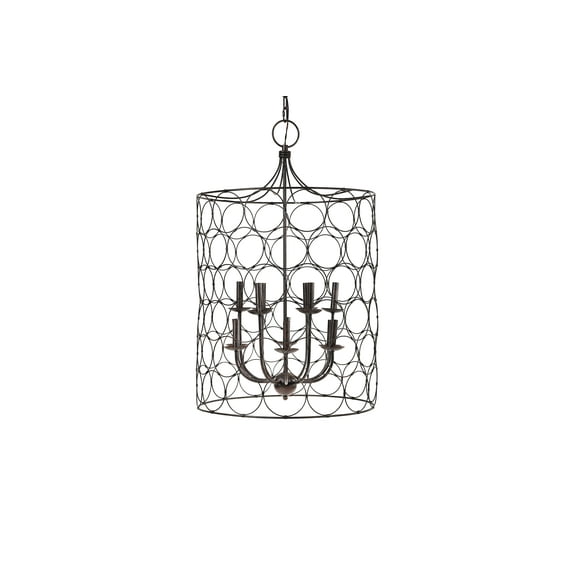 Creative Co-Op Bronze Metal Chandelier with Circlet Designs & 12 Lights