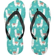 Bestwell Blue Alpaca Cactus Flip Flops Sandals for Women/Men, Soft Light Anti-Slip for Comfortable Walk, Suitable for House, Beach, Travel - XS