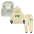 thumbnail image 5 of Chaleco cálido de invierno para niñas pequeñas, abrigo, sudaderas con capucha y pantalones, 3 piezas, traje deportivo de forro polar grueso para niños, ropa para adolescentes, chándales, 2023, 5 of 5