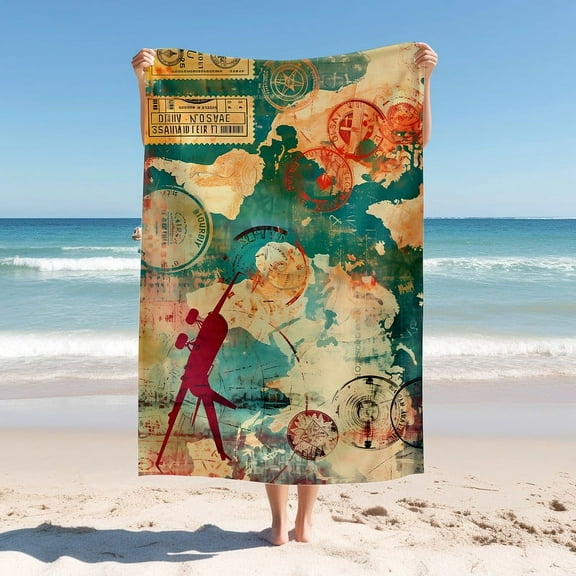 Beach Blanket, Captivating Creative Collage Textures and Backgrounds, Quick Drying Thick Soft Sand Proof Swimming Bath Trave Gyml Picnic Towel