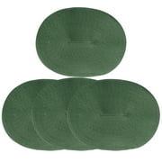 Venice Collections London Woven Spiral Table Placemats 16.9 X 13 Inches Oval Set of 4 Non-Slip Dining & Kitchen Table Mats Hunter Green