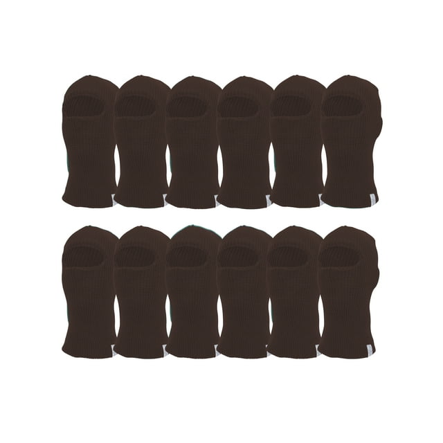 TopHeadwear 12 Pack Face Ski Mask 1 Hole Balaclava, Coffee