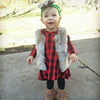 Toddler Infant Kids Baby Girl Plaid Print Dress Outfits Clothes Dress Red/90