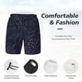 thumbnail image 3 of Kdxio Copper-Gold Gloss Outline Navy Dark Blue Print Mens Swim Shorts with Mesh Lining, Breathable and Quick-Drying, Adjustable Waist, Privacy Pocket-XX-Large, 3 of 6