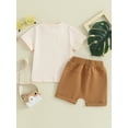thumbnail image 4 of vera natura Baby Boy Summer 2 Piece Outfits, Short Sleeve Letter Star Print Tops + Elastic Waist Shorts Set, 4 of 9