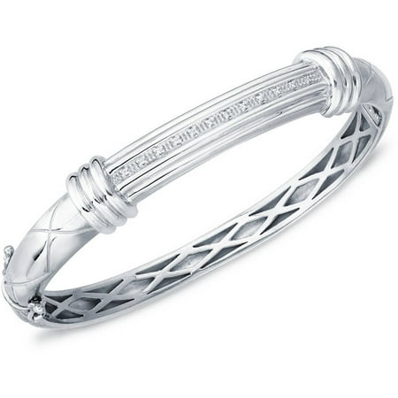 Diamond Accent Sterling Silver Solid Cuffed Bangle (IJ I2-I3)