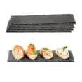 thumbnail image 2 of Restaurantware Slate Serving Trays 4 Pack of 11.8" x 4" Foam Feet Charcuterie Stone Plates Rustic Edges Freezable Black Serving Display Cheese Boards for Kitchen, Gourmet, Dining, Parties, 2 of 3
