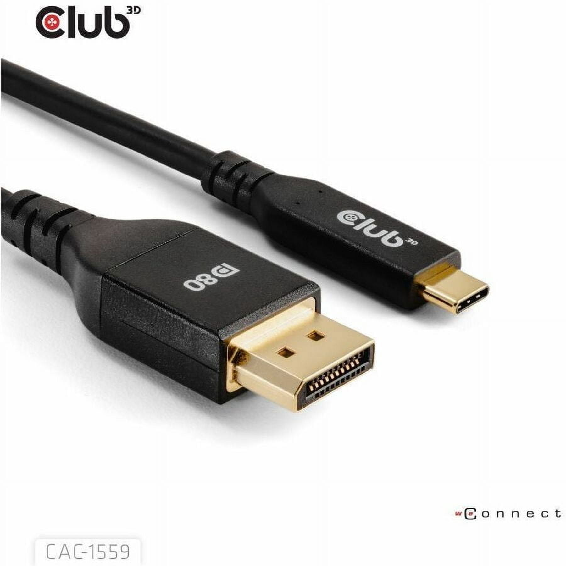Club 3D USB Type-C to DisplayPort DP80 Bidirectional Vesa Certified Cable 1m/ 3.28 ft (cac-1559)