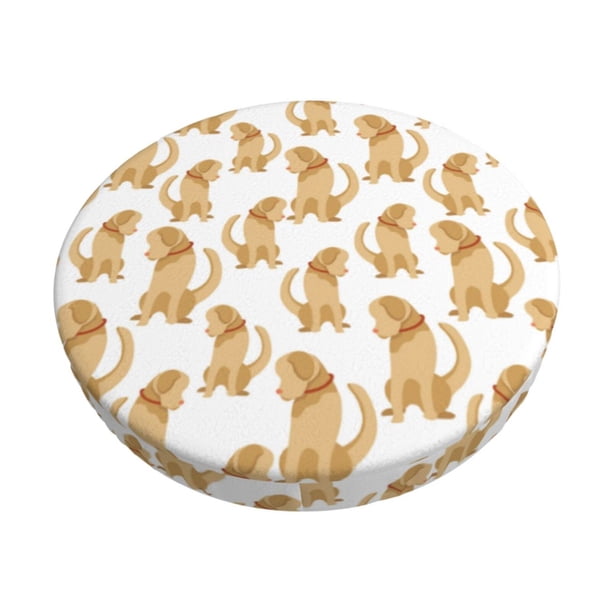 Disketp Labrador Retriever Dog Funda Redonda para Taburete, Funda de Cojín para Silla de Bar Suave y Elástica-12 inch