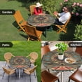 thumbnail image 4 of Vintage Southwest Round Tablecloth for 36-44 Inch Tables, Fitted Table Cover with Elastic Edge, Ethnic Modern Geometric Waterproof Outdoor Table Cloth Protector for Patio Garden Dinner Picnic, 4 of 9