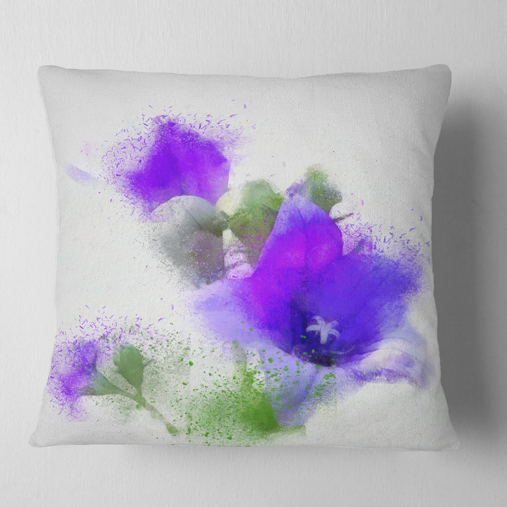 Designart Bouquet of Blue Watercolor Flowers - Floral Throw Pillow - 18x18