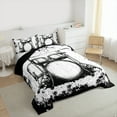 thumbnail image 3 of Homewish Drum Kit Queen Comforter Set,Music Instrument Bedding Sets,Black Splatter Ink Bedding Comforter Set For Boys Kids,Super Cozy Room Decor Reversible,3-Piece, 3 of 8