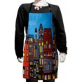 thumbnail image 1 of Amsterdam Kids Apron, Graphic Image of Old Houses Traditional Architecture Colorful Houses, Boys Girls Apron Bib with Adjustable Ties for Cooking Baking Painting, Sky Blue and Multicolor, by Ambesonne, 1 of 2