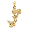 thumbnail image 3 of 14k Yellow Gold 3-D Jumping Cheerleader Charm Pendant, 3 of 5