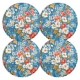 thumbnail image 2 of Qxltty 15inch Round Placemats Set of 6 Polyester Fabric Heat Resistant Washable Table Mat for Kitchen Party Decor Red and White Nostalgic Flowers, 2 of 7