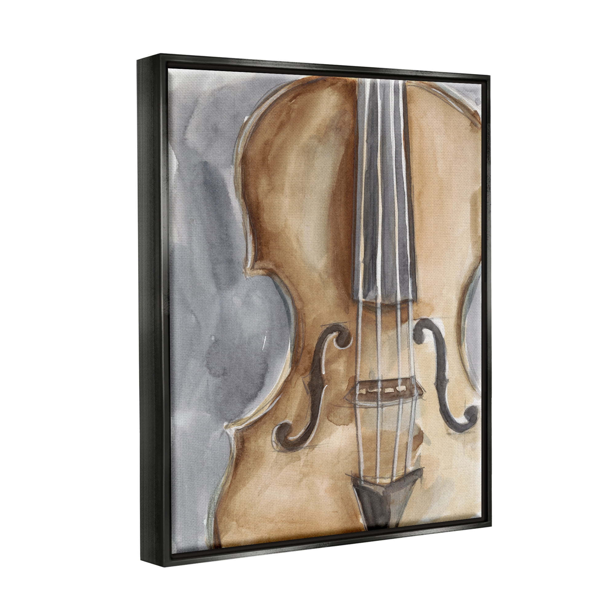 Stupell Industries Cello Music Painting Beauty & Fashion Painting Black Floater Framed Art Print Wall Art, 17 x 21