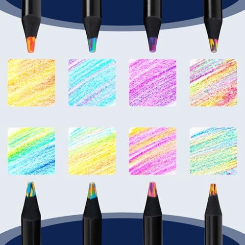 Stocking Stuffers for Kids, 16 Pieces Art Supplies Colored Pencils, Jumbo Rainbow Pencils with Sharpener, Multicolored Pencils for Drawing, Coloring, Christmas Gifts, Party Favor Bags