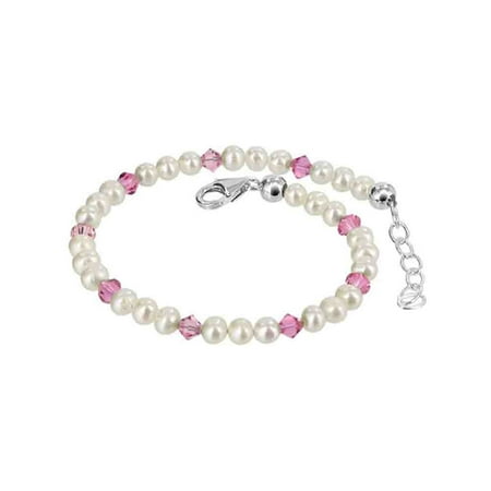 Jolees Jewels Swarovski Elements - Gem Avenue 925 Silver Faux Pearl & Crystal Bracelet 7 to 8